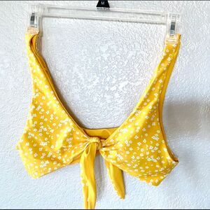ZAFUL Tie Front Yellow Floral Swimming Bikini Size 4